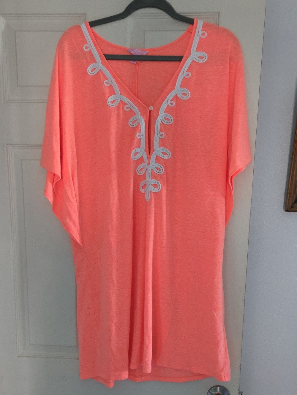 Lilly Pulitzer Coral Pink Swim Coverup with White Trim